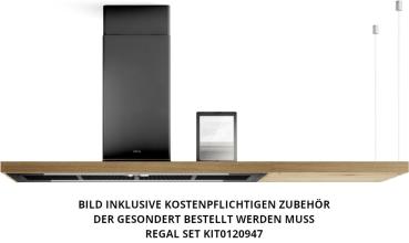 Elica BIO ISLAND BLRO/A/120 ROVERE - Inselhaube, Schwarz/Eichenholz, Umluft/Abluft, 120 cm